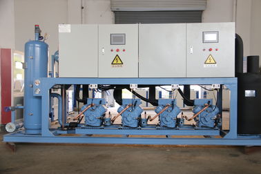 Refcomp 4 Paralel yarı mühürlü piston kompresör ünitesi Soğutma ünitesi Güvenli işleme Su soğutma yöntemi